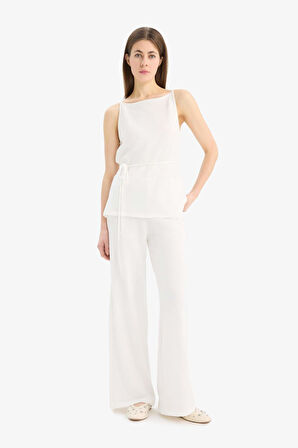 	Wide Leg Geniş Paça Basic Düz Pike Pantolon
