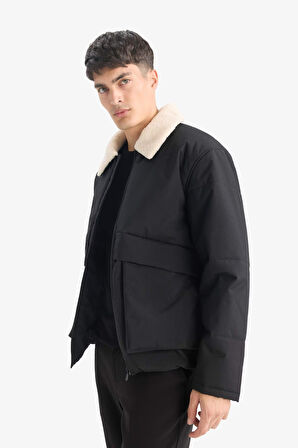 Su Geçirmez Rüzgar Geçirmez Slim Fit Dar Kesim Suni Kürklü Polo Yaka Astarlı Fermuarlı Cepli Mont