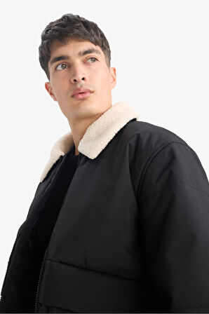 Su Geçirmez Rüzgar Geçirmez Slim Fit Dar Kesim Suni Kürklü Polo Yaka Astarlı Fermuarlı Cepli Mont
