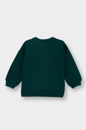Erkek Bebek Bisiklet Yaka Baskılı İçi Yumuşak Tüylü Sweatshirt