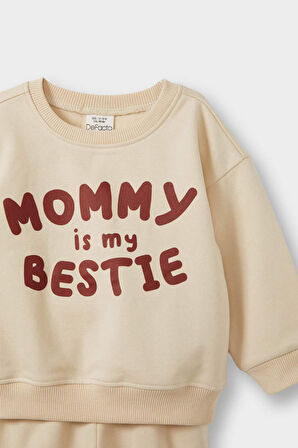 Erkek Bebek 2'li Takım Baskılı Sweatshirt Eşofman Altı