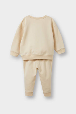 Erkek Bebek 2'li Takım Baskılı Sweatshirt Eşofman Altı