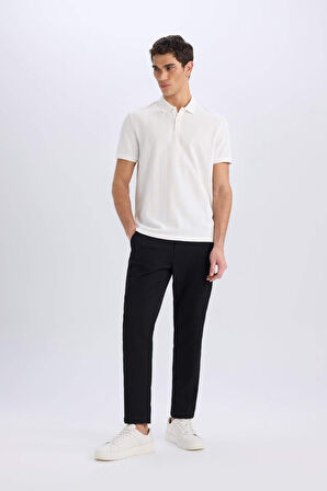 Regular Fit Polo Yaka Dokulu Kısa Kollu Tişört