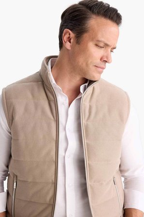 DeFacto Slim Fit Dik Yaka Astarlı Fermuarlı Cepli Mevsimlik Yelek D7536AX25AUBG773