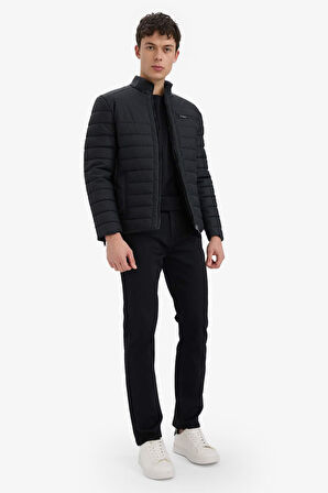 Su Geçirmez Slim Fit Dar Kesim Dik Yaka Fermuarlı İç Cepli Sunş Deri Ceket Mont