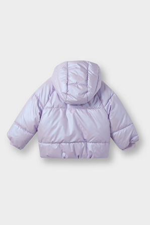 Kız Bebek Kapüşonlu Fermuarlı Çıtçıtlı Şişme Mont