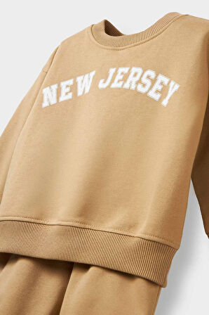 Erkek Bebek 2'li Takım Baskılı Sweatshirt Eşofman Altı