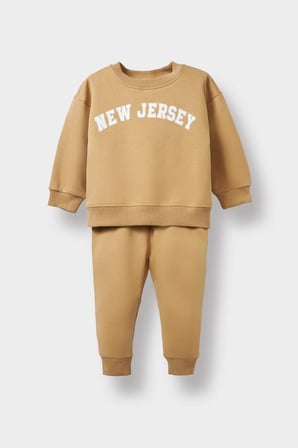 Erkek Bebek 2'li Takım Baskılı Sweatshirt Eşofman Altı