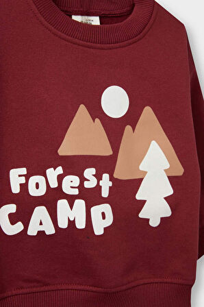 Erkek Bebek 2'li Takım Baskılı Sweatshirt Eşofman Altı