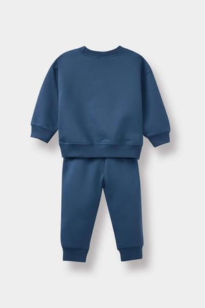 Defacto E8999A5IN257 İndigo Erkek Bebek 2'li Takım Baskılı Sweatshirt Eşofman Altı
