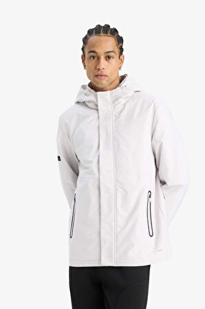 DeFactoFit Su İtici Regular Fit Kapüşonlu Fermuarlı Yağmurluk