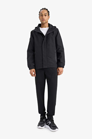 DeFactoFit Su İtici Regular Fit Kapüşonlu Fermuarlı Yağmurluk