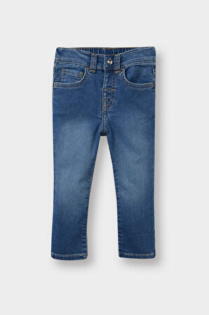Kız Bebek Beli Lastikli Jean Pantolon