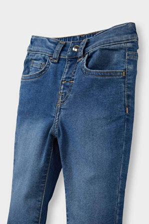 Kız Bebek Beli Lastikli Jean Pantolon