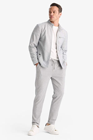 Slim Fit Dar Kesim Dik Yaka Fermuarlı Mont