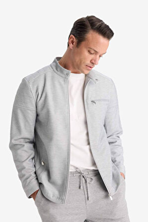 Slim Fit Dar Kesim Dik Yaka Fermuarlı Mont