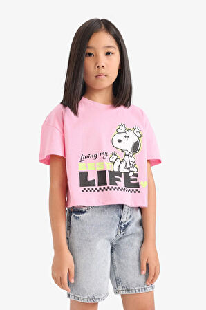 DeFacto Kız Çocuk Snoopy Bisiklet Yaka Kısa Kollu Tişört E8160A825HSPN253