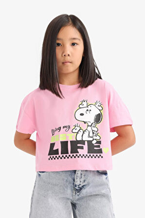 DeFacto Kız Çocuk Snoopy Bisiklet Yaka Kısa Kollu Tişört E8160A825HSPN253