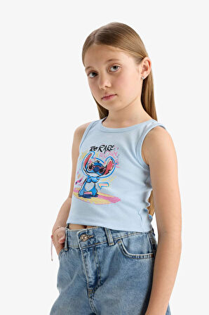 Kız Çocuk Disney Lilo & Stitch Bisiklet Yaka Atlet