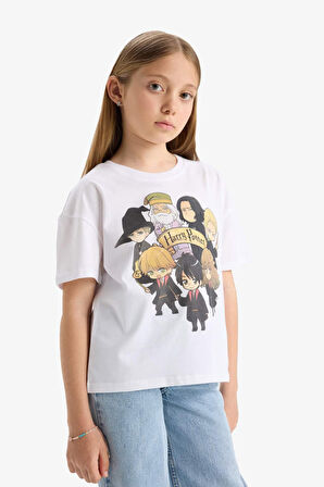 DeFacto Kız Çocuk Harry Potter Relax Fit Bisiklet Yaka Kısa Kollu Tişört E4411A825SMWT34
