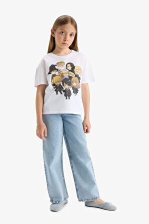 DeFacto Kız Çocuk Harry Potter Relax Fit Bisiklet Yaka Kısa Kollu Tişört E4411A825SMWT34