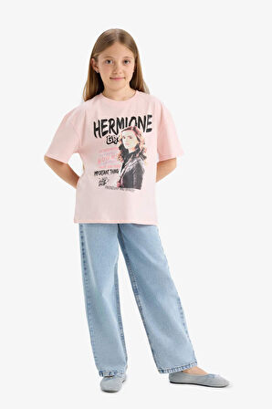 DeFacto Kız Çocuk Harry Potter Oversize Geniş Kalıp Bisiklet Yaka Kısa Kollu Tişört E4412A825SMPN681