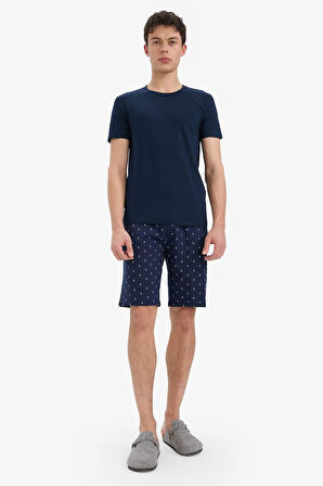 Regular Fit Desenli Cepli Şort Pijama Altı