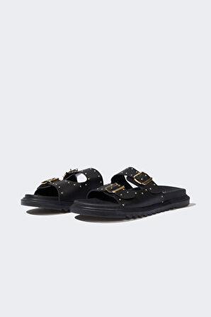 DeFacto Kadın Düz Taban Çift Bantlı Suni Deri Terlik E7112AX25SPBK23