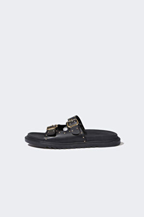 DeFacto Kadın Düz Taban Çift Bantlı Suni Deri Terlik E7112AX25SPBK23