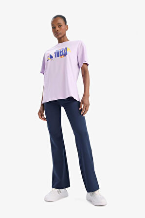 DeFactoFit NBA Wordmark Oversize Geniş Kalıp Bisiklet Yaka Kısa Kollu Tişört A4120AX25SMPR143