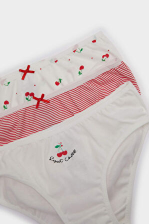 Kız Çocuk Desenli 3'lü Slip Külot