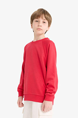 Erkek Çocuk Bisiklet Yaka Basic Düz Sweatshirt