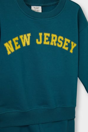 Erkek Bebek 2'li Takım Baskılı Sweatshirt Eşofman Altı