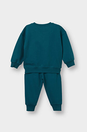 Erkek Bebek 2'li Takım Baskılı Sweatshirt Eşofman Altı