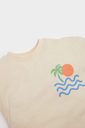 DeFacto Erkek Bebek 2'li Takım Baskılı Kısa Kollu Tişört Beli Lastikli Şort E9032A525SMBG360