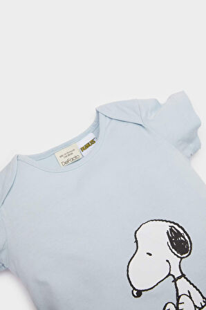 Erkek Bebek Yenidoğan Snoopy Penye Kısa Kollu Tulum