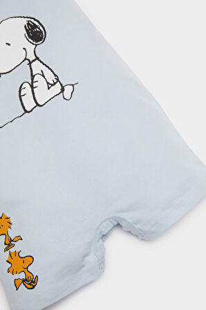 Erkek Bebek Yenidoğan Snoopy Penye Kısa Kollu Tulum