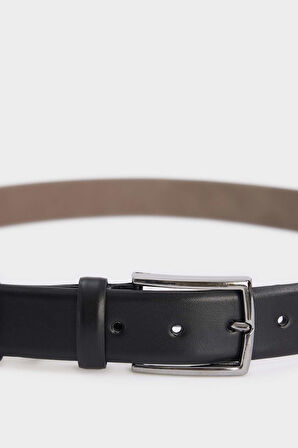 Erkek Dikdörtgen Toka Suni Deri Jean Kemeri