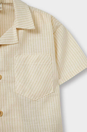 DeFacto Erkek Bebek 2'li Takım Flamlı Pamuk Kısa Kollu Gömlek Şort E9030A525SMKH497