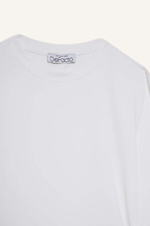 Fitted Bisiklet Yaka Uzun Kollu Tişört