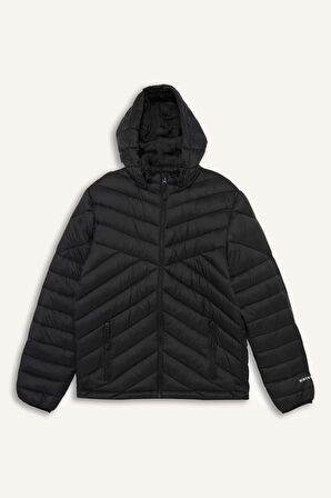 DeFactoFit Su İtici Slim Fit Dar Kesim Kapüşonlu Fermuarlı Mont