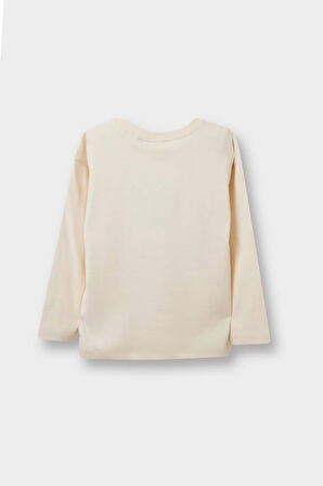 Kız Bebek Bisiklet Yaka Kalp Desenli 2'li Uzun Kollu Tişört