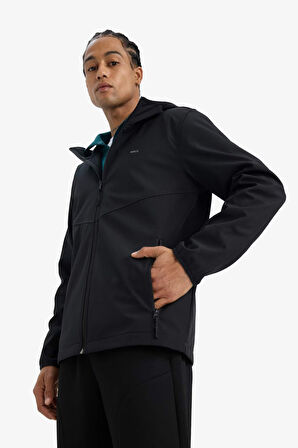 DeFactoFit Su İtici Regular Fit Kapüşonlu Fermuarlı Softshell Yağmurluk