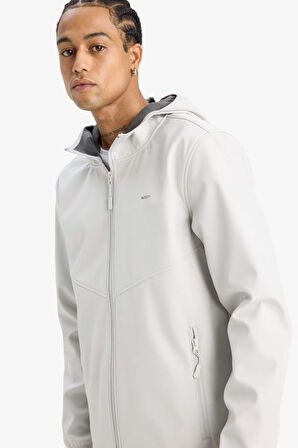 DeFactoFit Su İtici Regular Fit Kapüşonlu Fermuarlı Softshell Yağmurluk