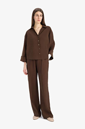 DeFacto Wide Leg Modal Kumaş Palazzo Pantolon Yüksek Bel Düz Paça Geniş Paça E8235AX25SMBN304