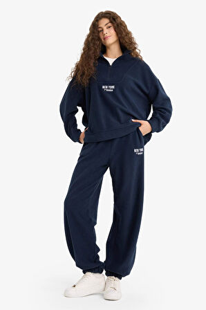 Standart Fit Beli Bağcıklı Cepli Polar Eşofman Altı