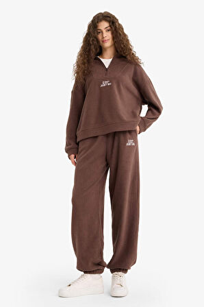 Standart Fit Beli Bağcıklı Cepli Polar Eşofman Altı