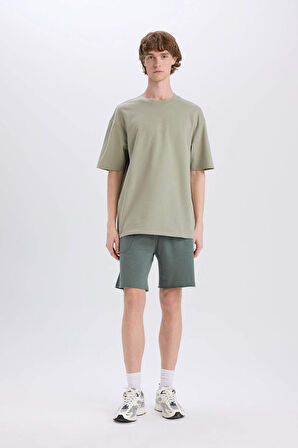 DeFacto %100 Pamuk Boxy Fit Bisiklet Yaka Sırt Baskılı Kısa Kollu Tişört E3939AX25SMGN497