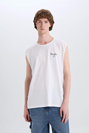 DeFacto %100 Pamuk Rick and Morty Boxy Fit Sırt Baskılı Bisiklet Yaka Atlet E3280AX25SMWT34