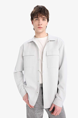 DeFacto 	Regular Fit Çift Cepli Twill Uzun Kollu Gömlek E7689AX25SPGR296